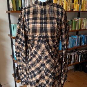 Ganni seersucker dress in tiger eye, excellent condition